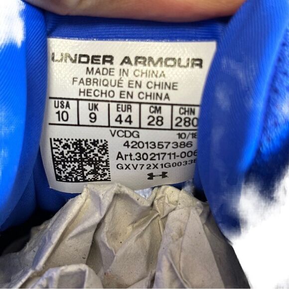 Men’s Under armor athletic baseball shoes size 10 blue/black - Picture 6 of 6